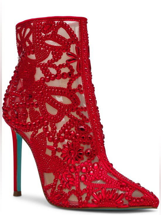 Betsey Johnson Shoes - 🖤🖤 Betsy Johnson Red Women's Bolt Rhinestone Ankle Booties